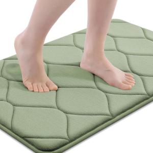 imageSmiry Memory Foam Bath Mat 30x20 Ultra Soft NonSlip Bathroom Rug Plush Water Absorbent Quick Dry and Machine Washable Floor Mat for Shower Tub amp Home Decor GreySage Green