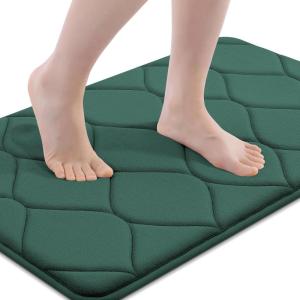 imageSmiry Memory Foam Bath Mat 30x20 Ultra Soft NonSlip Bathroom Rug Plush Water Absorbent Quick Dry and Machine Washable Floor Mat for Shower Tub amp Home Decor GreyHunter Green