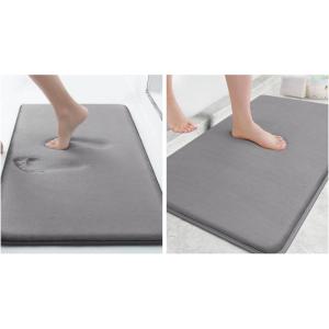 imageSmiry Memory Foam Bath Mat Set 24x16 30 x 20 Super Soft Absorbent Bathroom Rugs Non Slip Bath Rug Runner for Bathroom Floors Grey