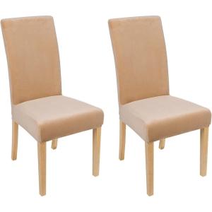 imageSmiry Velvet Stretch Chair Covers for Dining Room Set of 4 Soft Fit Removable Washable Kitchen Parsons Chair Slipcover Protector KhakiBeige