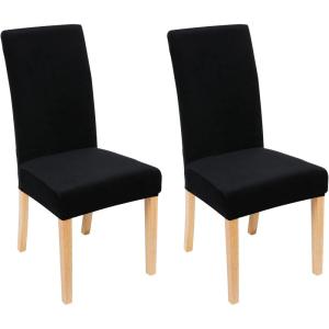 imageSmiry Velvet Stretch Chair Covers for Dining Room Set of 4 Soft Fit Removable Washable Kitchen Parsons Chair Slipcover Protector KhakiBlack