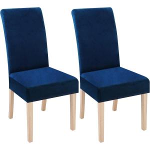 imageSmiry Velvet Stretch Chair Covers for Dining Room Set of 4 Soft Fit Removable Washable Kitchen Parsons Chair Slipcover Protector KhakiFederal Blue