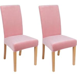 imageSmiry Velvet Stretch Chair Covers for Dining Room Set of 4 Soft Fit Removable Washable Kitchen Parsons Chair Slipcover Protector KhakiPink