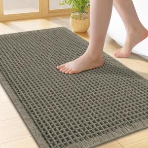 imageSmiry Waffle Bath Mat 30x20 Extra Soft Absorbent Bathroom Rugs Non Slip Machine Washable Quick Dry Bath Rugs for Bathroom Floor Tub Shower Home Decor Accessories BrownGreen