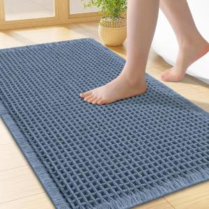 imageSmiry Waffle Bath Mat 30x20 Extra Soft Absorbent Bathroom Rugs Non Slip Machine Washable Quick Dry Bath Rugs for Bathroom Floor Tub Shower Home Decor Accessories BrownBlue