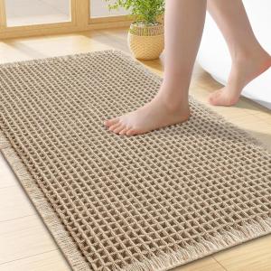 imageSmiry Waffle Bath Mat 30x20 Extra Soft Absorbent Bathroom Rugs Non Slip Machine Washable Quick Dry Bath Rugs for Bathroom Floor Tub Shower Home Decor Accessories BrownBrown