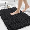 imageSmiry Bathroom Rugs 24x16 and Toilet Lid Cover 175x15 Soft and Absorbent Bath Mat Machine Washable NonSlip Plush Carpet Runner for Tub Shower and Floor Home DecorBlack