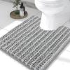 imageSmiry Bathroom Rugs Mat Set 2 Piece 30X20UShaped 24x20 Extra Soft Absorbent Non Slip Rubber Backing Machine Washable Quick Dry Chenille Bath Rug Set for Tub Shower and FloorLight Grey