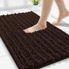 imageSmiry Bathroom Rugs Mat Set 2 Piece 30X20UShaped 24x20 Extra Soft Absorbent Non Slip Rubber Backing Machine Washable Quick Dry Chenille Bath Rug Set for Tub Shower and FloorBrown