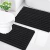 imageSmiry Bathroom Rugs Sets 2 Piece30x20 Plus 24x20 and Toilet Lid Cover 175x15 Soft and Absorbent Bath Mat Machine Washable NonSlip Plush Carpet Runner for Tub Shower and Home Decor Black