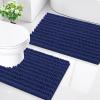 imageSmiry Bathroom Rugs Sets 2 Piece30x20 Plus 24x20 and Toilet Lid Cover 175x15 Soft and Absorbent Bath Mat Machine Washable NonSlip Plush Carpet Runner for Tub Shower and Home DecorNavy Blue