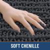 imageSmiry Bathroom Rugs Sets 3 Piece Soft Absorbent Non Slip Rubber Backing Machine Washable Quick Dry Chenille Bath Rug Set for Tub Shower and Floor 30x2024x1624x20 Navy BlueDark Grey