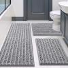 imageSmiry Bathroom Rugs Sets 3 Piece Soft Absorbent Non Slip Rubber Backing Machine Washable Quick Dry Chenille Bath Rug Set for Tub Shower and Floor 30x2024x1624x20 Navy BlueGrey