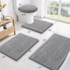 imageSmiry Bathroom Rugs and Mats Set of 4 Non Slip Absorbent Shaggy Bath Rug for Tub Shower and Bath Room 30 x 2030x2024x1624x20 Grey