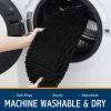 imageSmiry Bathroom Rugs and Toilet Lid CoverMachine Wash Dry Non Slip Absorbent Shaggy Bath Rug for Bath Room Shower and Tub UShaped 20 x 20175 x 15 Black