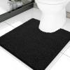 imageSmiry Bathroom Rugs and Toilet Lid CoverMachine Wash Dry Non Slip Absorbent Shaggy Bath Rug for Bath Room Shower and Tub UShaped 20 x 20175 x 15 Black