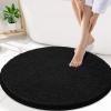 imageSmiry Chenille Bathroom Rugs 24x16 and Round 30x30 Extra Soft and Absorbent Shaggy Bath Mat Machine Washable NonSlip Plush Carpet Black