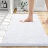imageSmiry Chenille Bathroom Rugs 24x16 and Round 30x30 Extra Soft and Absorbent Shaggy Bath Mat Machine Washable NonSlip Plush Carpet White