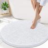imageSmiry Chenille Bathroom Rugs 30x20 and Round 30x30 Extra Soft and Absorbent Shaggy Bath Mat Machine Washable NonSlip Plush Carpet White