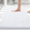 imageSmiry Chenille Bathroom Rugs 30x20 and Round 30x30 Extra Soft and Absorbent Shaggy Bath Mat Machine Washable NonSlip Plush Carpet White
