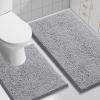 imageSmiry Chenille Bathroom Rugs 30x20 and UShaped Toilet Bath Rugs 20x2024x20 Extra Soft and Absorbent Shaggy Bath Mat Machine Washable NonSlip Plush Carpet Grey
