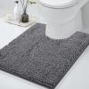 imageSmiry Chenille Bathroom Rugs 30x20 and UShaped Toilet Bath Rugs 24x20 Extra Soft and Absorbent Shaggy Bath Mat Machine Washable NonSlip Plush Carpet Grey