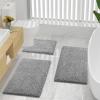 imageSmiry Chenille Bathroom Rugs 30x2024x16 Extra Soft and Absorbent Shaggy Bath Mat Machine Washable NonSlip Plush Carpet Grey
