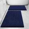 imageSmiry Chenille Bathroom Rugs 30x2024x16 and UShaped Toilet Bath Rugs 20x20 Extra Soft and Absorbent Shaggy Bath Mat Machine Washable NonSlip Plush Carpet Navy Blue