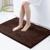 imageSmiry Chenille Bathroom Rugs and Mats Set of 3 Non Slip Absorbent Shaggy Bath Rug for Tub Shower and Bath Room 36x 2424x 16UShaped 24 x20 Brown