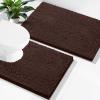 imageSmiry Chenille Bathroom Rugs and Mats Set of 3 Non Slip Absorbent Shaggy Bath Rug for Tub Shower and Bath Room 36x 2424x 16UShaped 24 x20 Brown