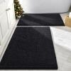 imageSmiry Front Door Mat Outside Entrance Black 295 x 17 and Bathroom Rugs Sets 2 Piece Black 30 x 20  24 x 16 2 Item Bundle