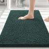 imageSmiry Front Door Mat Outside Entrance Black Green 295 x 17 and Luxury Chenille Bathroom Rugs Green 30 x 20 2 Item Bundle