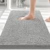 imageSmiry Front Door Mat Outside Entrance Mix Grey 295 x 17 and Luxury Chenille Bathroom Rugs Light Grey 30 x 20 2 Item Bundle