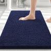 imageSmiry Front Door Mat Outside Entrance Navy Blue 295 x 17 and Luxury Chenille Bathroom Rugs Navy Blue 30 x 20 2 Item Bundle