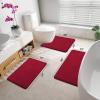 imageSmiry Memory Foam Bath Mat 24x16 and 24x20 UShaped Toilet Extra Soft Absorbent Bathroom Rugs Non Slip Bath Rug Runner for Shower Bathroom Floors Burgundy
