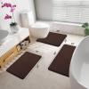 imageSmiry Memory Foam Bath Mat 24x16 and UShaped Toilet Bathroom Rugs 20x20Super Soft Absorbent Bathroom Rugs Non Slip Bath Rug Runner for Bathroom Floors Brown