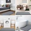 imageSmiry Memory Foam Bath Mat 3 Set 24x16 30 x 20 and UShaped 24x20 Super Soft Absorbent Bathroom Rugs Non Slip Bath Rug Runner for Bathroom Floors Dark Grey