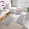 imageSmiry Memory Foam Bath Mat 30x30 and 24x20 UShaped Toilet Extra Soft Absorbent Bathroom Rugs Non Slip Bath Rug Runner for Shower Bathroom Floors Grey