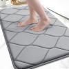imageSmiry Memory Foam Bath Mat Set 30x20 and 36x24 Grey Super Soft Absorbent Bathroom Rugs Non Slip Bath Rug Runner for Shower Bathroom Floors Grey