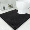 imageSmiry UShaped Toilet Bathroom Rugs 24x24 and 24x20 Extra Soft and Absorbent Shaggy Bathroom Mat Rugs Machine Washable NonSlip Plush CarpetBlack