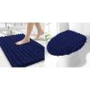 imageSmiry Bathroom Rugs 24x16 and Toilet Lid Cover 175x15 Soft and Absorbent Bath Mat Machine Washable NonSlip Plush Carpet Runner for Tub Shower and Floor Home DecorNavy Blue