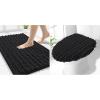 imageSmiry Bathroom Rugs 30x20 and Toilet Lid Cover 175x15 Soft and Absorbent Bath Mat Machine Washable NonSlip Plush Carpet Runner for Tub Shower and Floor Home DecorBlack
