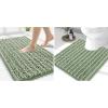imageSmiry Bathroom Rugs Mat Set 2 Piece 30X20UShaped 24x20 Extra Soft Absorbent Non Slip Rubber Backing Machine Washable Quick Dry Chenille Bath Rug Set for Tub Shower and FloorSage Green