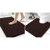 imageSmiry Bathroom Rugs Mat Set 2 Piece 30X20UShaped 24x20 Extra Soft Absorbent Non Slip Rubber Backing Machine Washable Quick Dry Chenille Bath Rug Set for Tub Shower and FloorBrown
