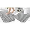 imageSmiry Bathroom Rugs Mat Set 2 Piece 30X20UShaped 24x20 Extra Soft Absorbent Non Slip Rubber Backing Machine Washable Quick Dry Chenille Bath Rug Set for Tub Shower and FloorLight Grey