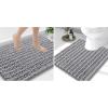 imageSmiry Bathroom Rugs Mat Set 2 Piece 36X24UShaped 24x20 Extra Soft Absorbent Non Slip Rubber Backing Machine Washable Quick Dry Chenille Bath Rug Set for Tub Shower and FloorGrey