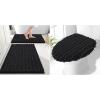 imageSmiry Bathroom Rugs Set 2 Piece30x20 Plus 24x16 and Toilet Lid Cover 175x15 Soft and Absorbent Bath Mat Machine Washable NonSlip Plush Carpet Runner for Tub Shower and Floor Home DecorBlack