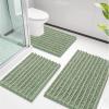 imageSmiry Bathroom Rugs Sets 3 Piece Soft Absorbent Non Slip Rubber Backing Machine Washable Quick Dry Chenille Bath Rug Set for Tub Shower and Floor 30x2024x1624x20 Navy BlueSage Green