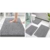 imageSmiry Bathroom Rugs and Mats Set of 4 Non Slip Absorbent Shaggy Bath Rug for Tub Shower and Bath Room 30 x 2030x2024x1624x20 Grey