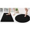imageSmiry Chenille Bathroom Rugs 24x16 and Round 30x30 Extra Soft and Absorbent Shaggy Bath Mat Machine Washable NonSlip Plush Carpet Black